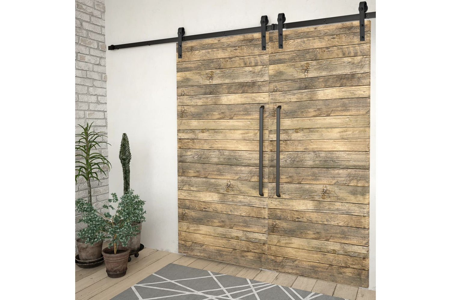 vidaXL Sliding Door Hardware Kits 2 Pcs 183cm Steel Black-3