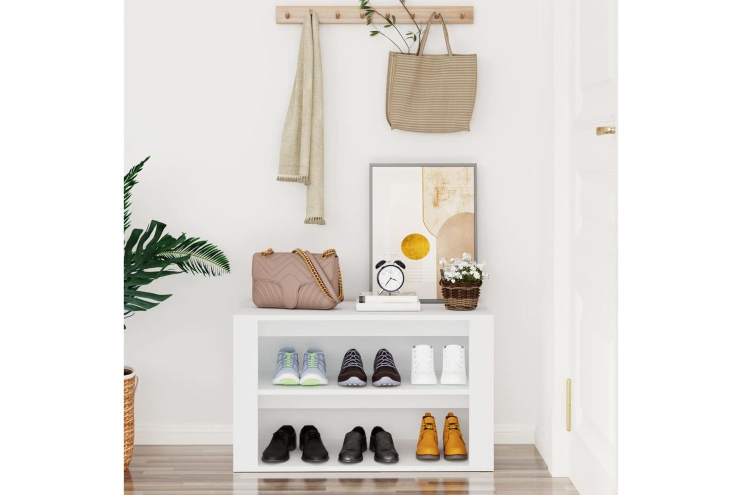 vidaXL 816896 Shoe Rack White 75x35x45cm Engineered Wood-2