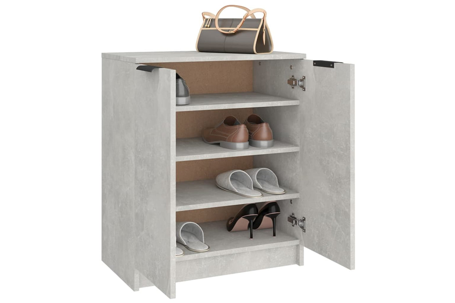 vidaXL 811425 Shoe Cabinet Concrete Grey 59x35x70cm Engineered Wood-7