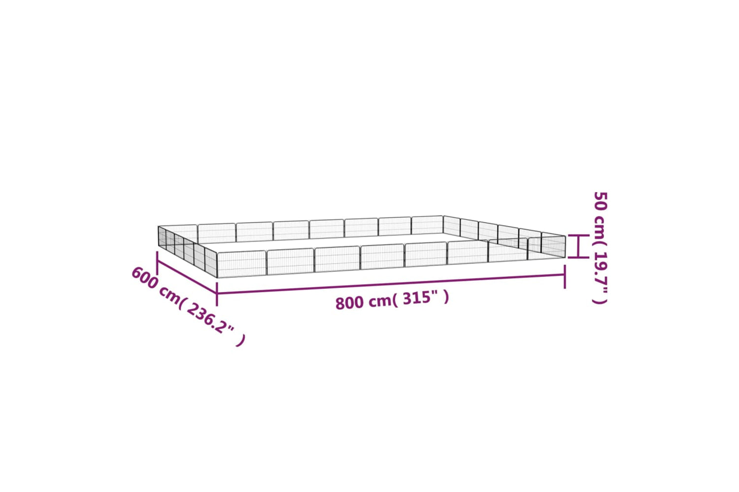 vidaXL 3115972 28-panel Dog Playpen Black 100x50cm Powder-coated Steel-7