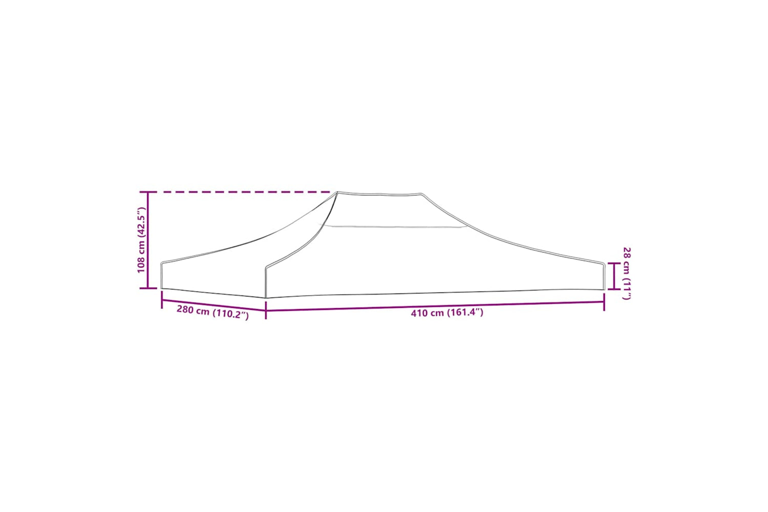 Vidaxl Party Tent Roof 4x3 M Blue 270 G/m2-6