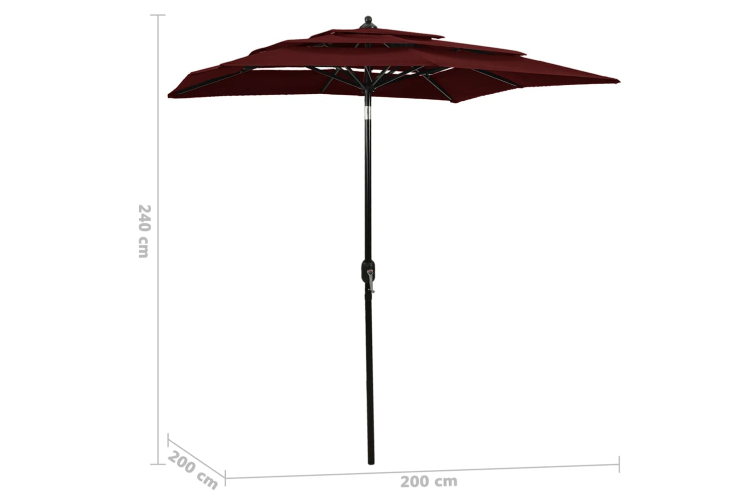 Vidaxl 313848 3-tier Parasol With Aluminium Pole Bordeaux Red 2x2 M-6