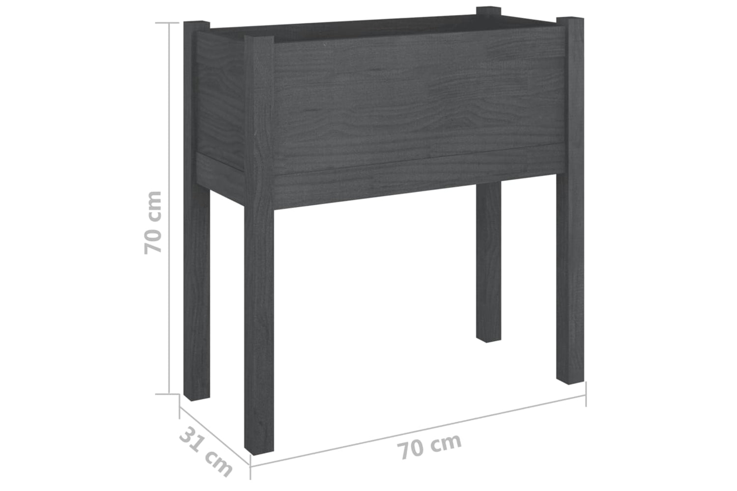 vidaXL 810823 Garden Planter Grey 70x31x70cm Solid Pinewood-7