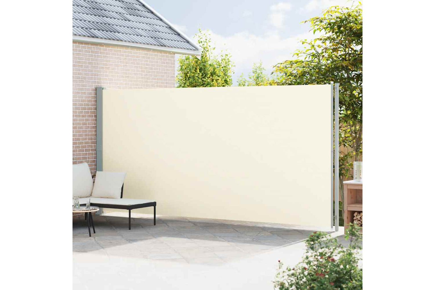 vidaXL 317977 Patio Retractable Side Awning 220x600cm Cream-2