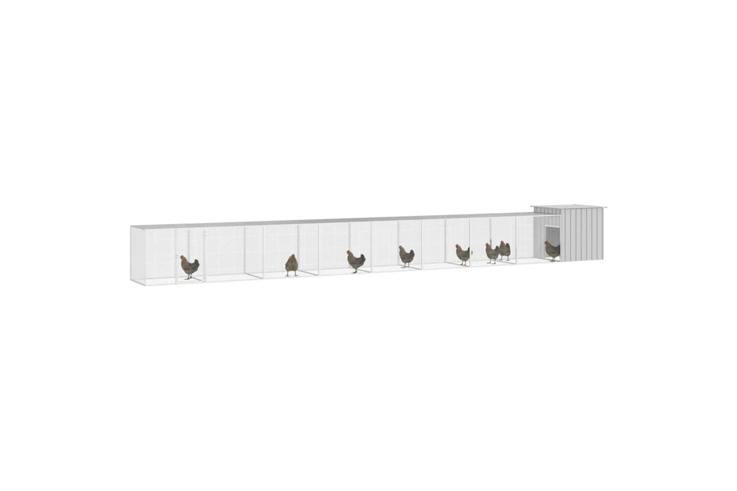 vidaXL 3106466 Chicken Cage Grey 900x91x100cm Galvanised Steel-2