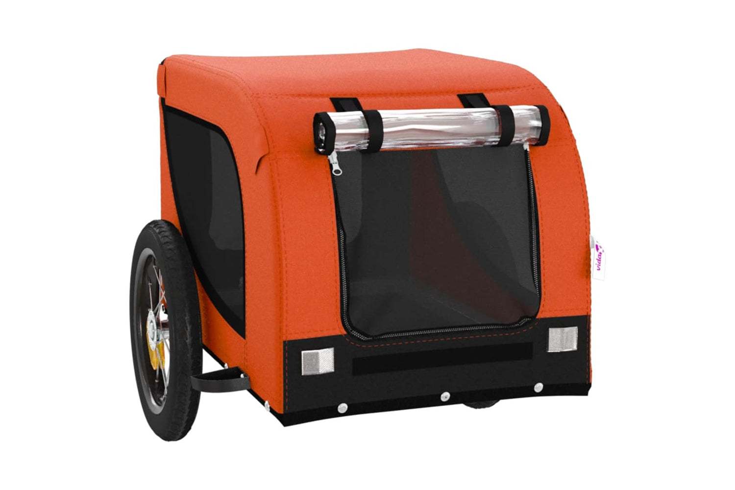 Vidaxl 93991 Pet Bike Trailer Orange And Black Oxford Fabric And Iron-3