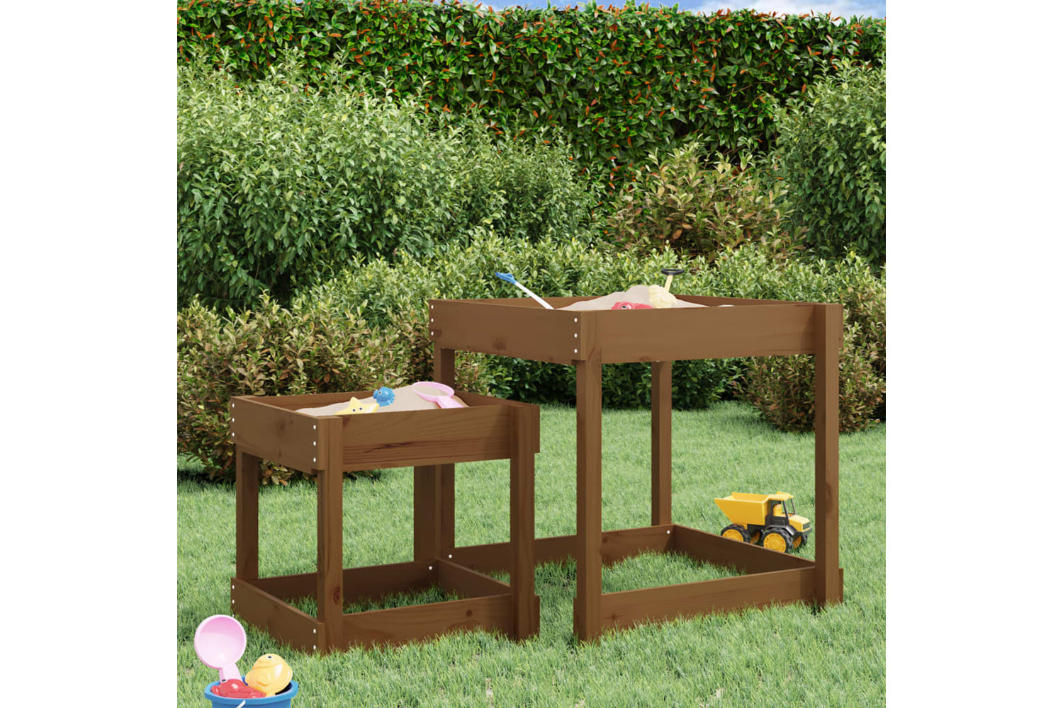 vidaXL 825054 Sand Tables 2 Pcs Honey Brown Solid Wood Pine-2