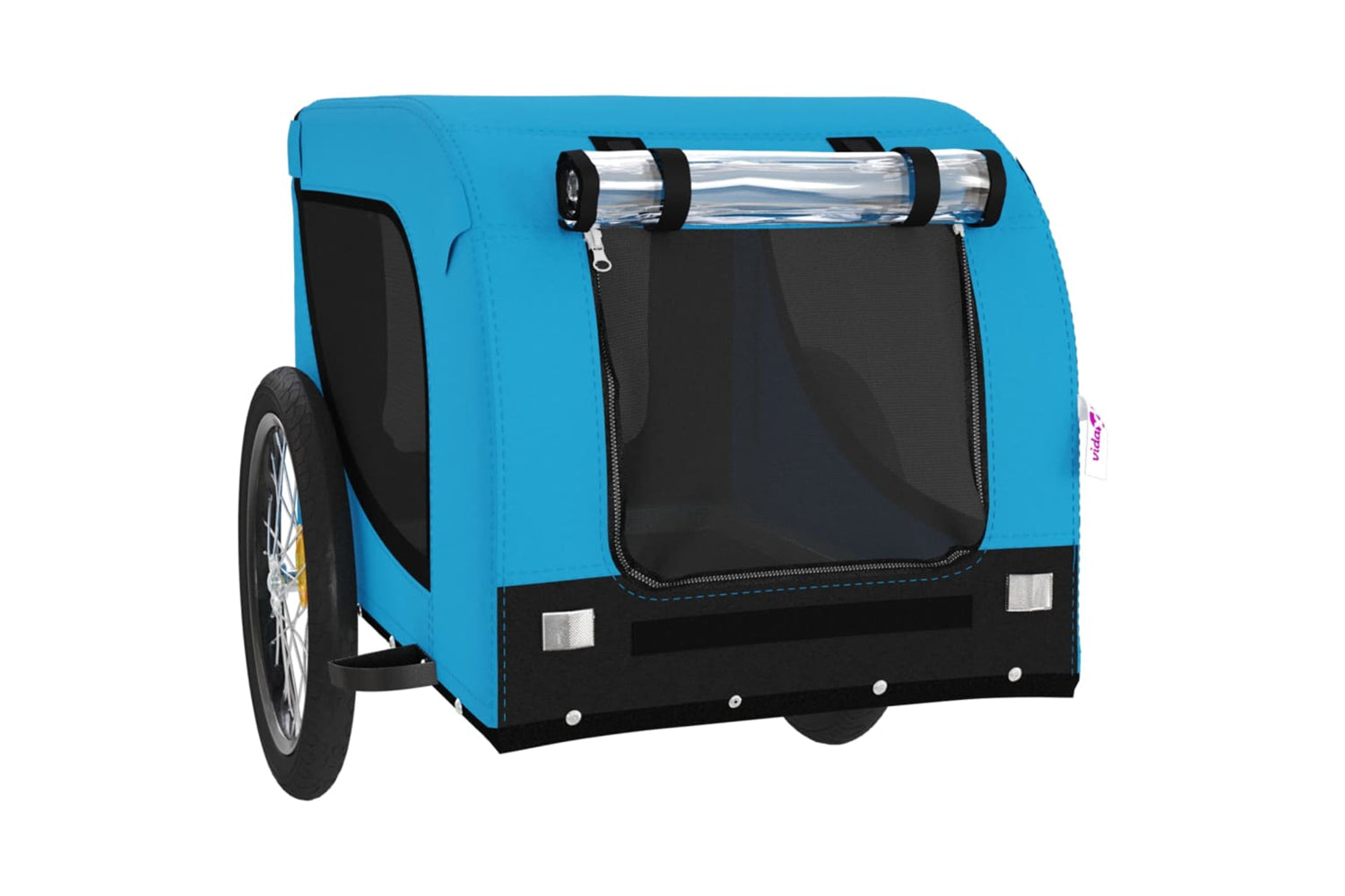 Vidaxl 94009 Pet Bike Trailer Blue And Black Oxford Fabric And Iron-3