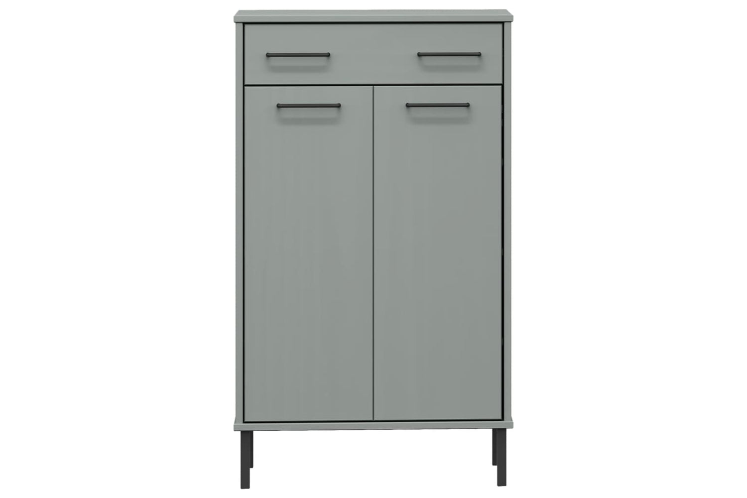 Vidaxl 350986 Shoe Rack With Metal Legs Grey Solid Wood Pine Oslo-3