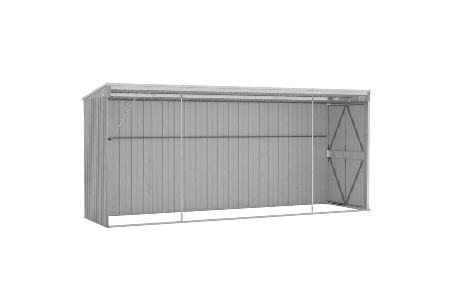 Vidaxl Wall-mounted Garden Shed Grey 118x382x178 Cm Galvanised Steel-5