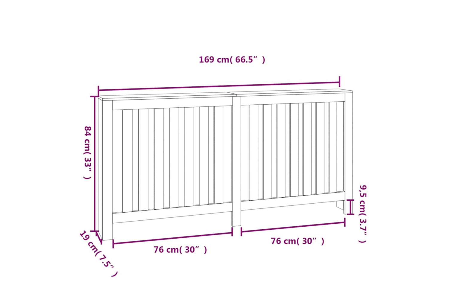 vidaXL 822581 Radiator Cover 169x19x84cm Solid Wood Pine-7