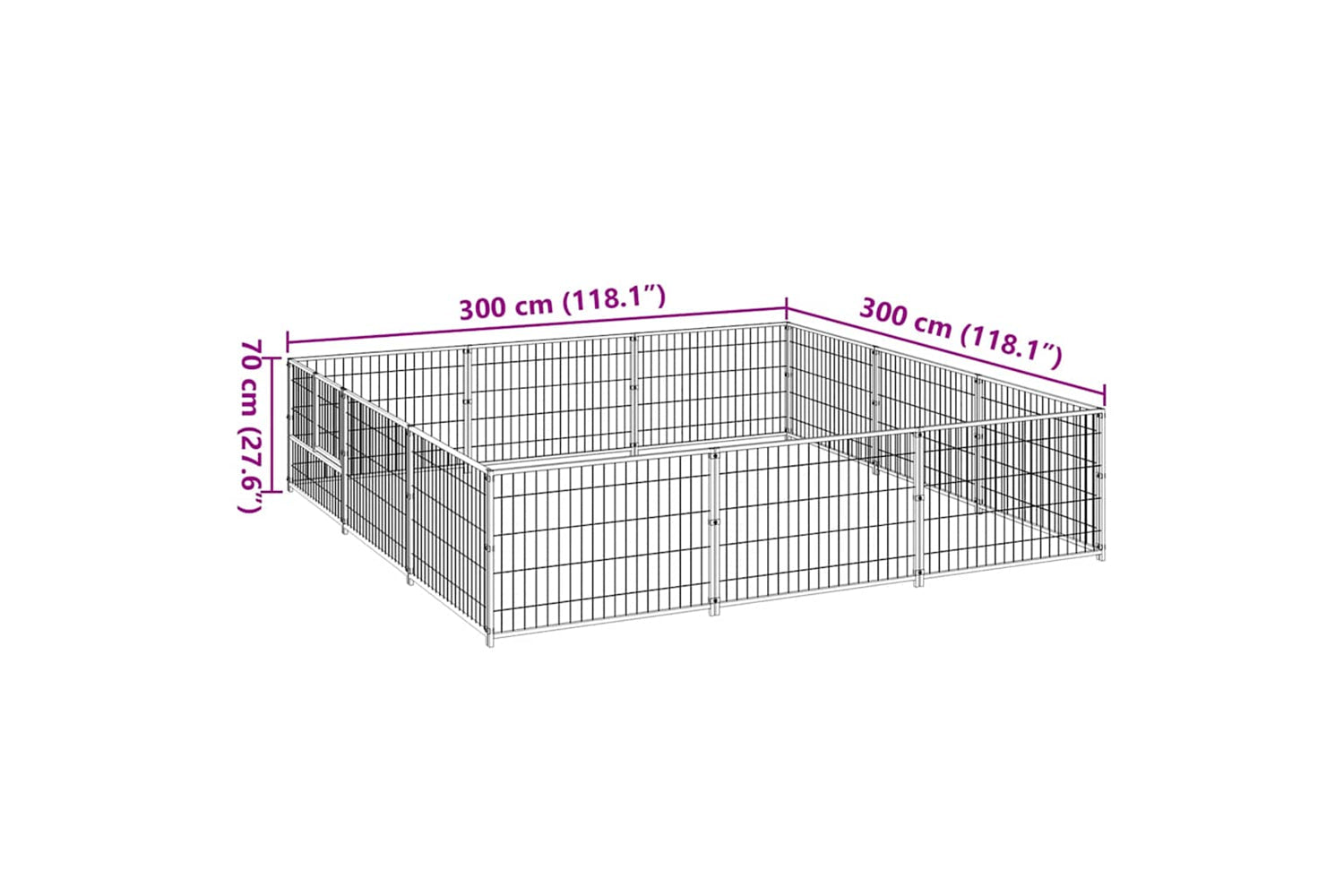Vidaxl 3082127 Dog Kennel Black 9 M2 Steel-6