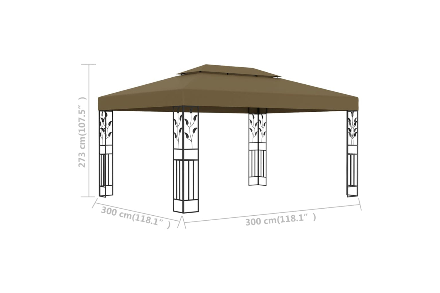 Vidaxl 312244 Gazebo With Double Roof 3x4 M Taupe 180 G/mâ²-6