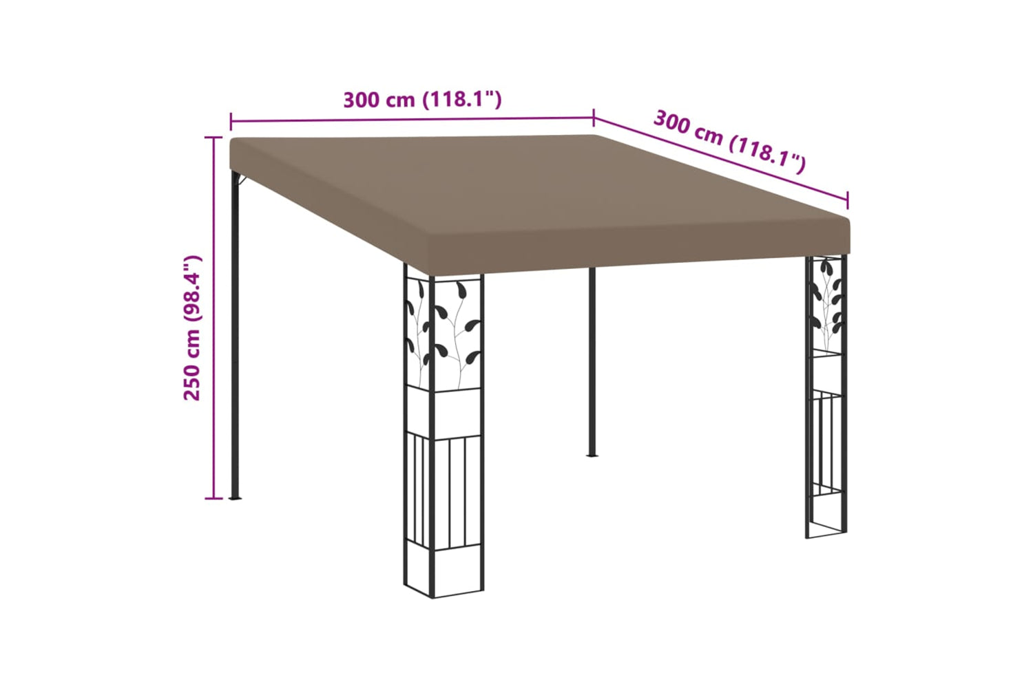 Vidaxl Wall-mounted Gazebo 3x3x2.5 M Taupe-6