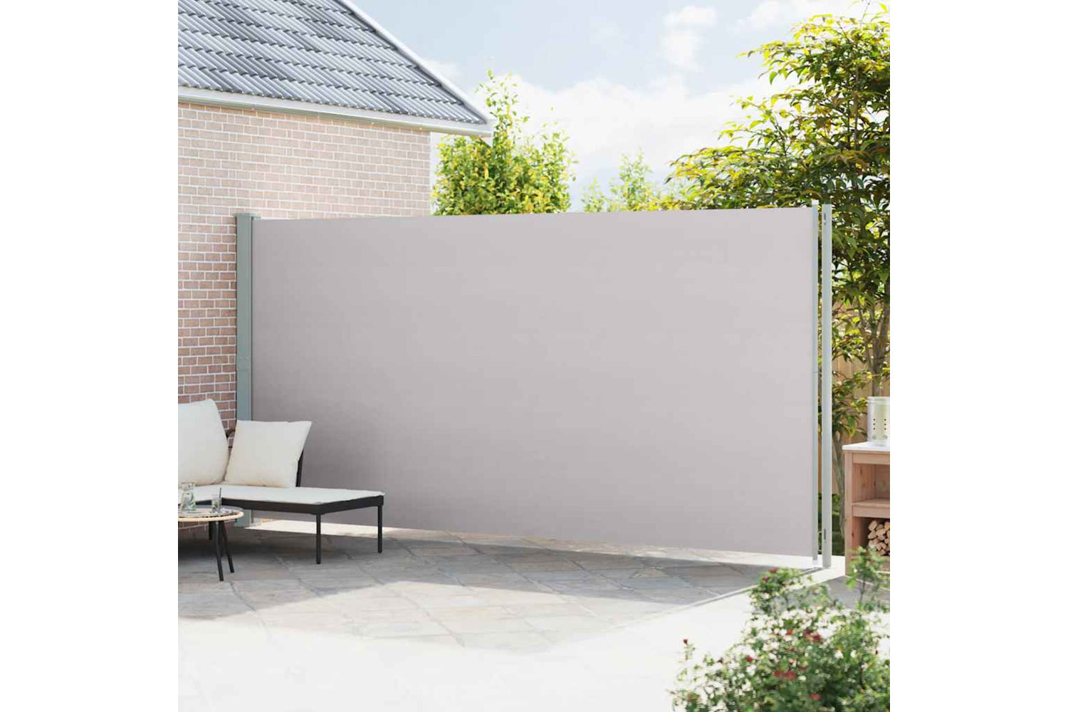 vidaXL 317980 Patio Retractable Side Awning 220x600cm Grey-2