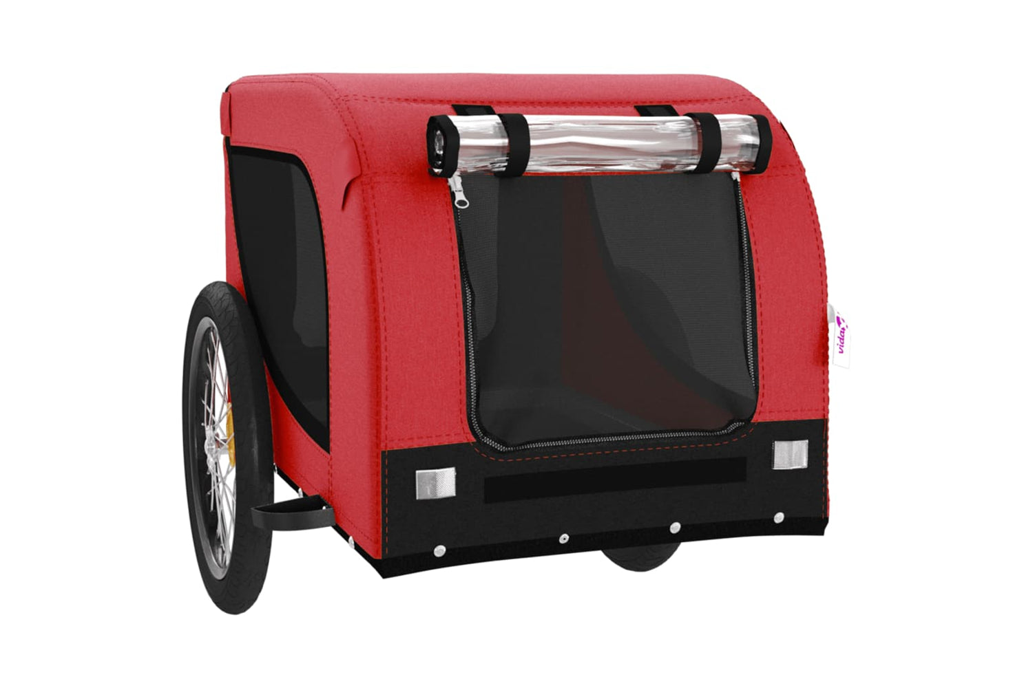 Vidaxl 94006 Pet Bike Trailer Red And Black Oxford Fabric And Iron-3