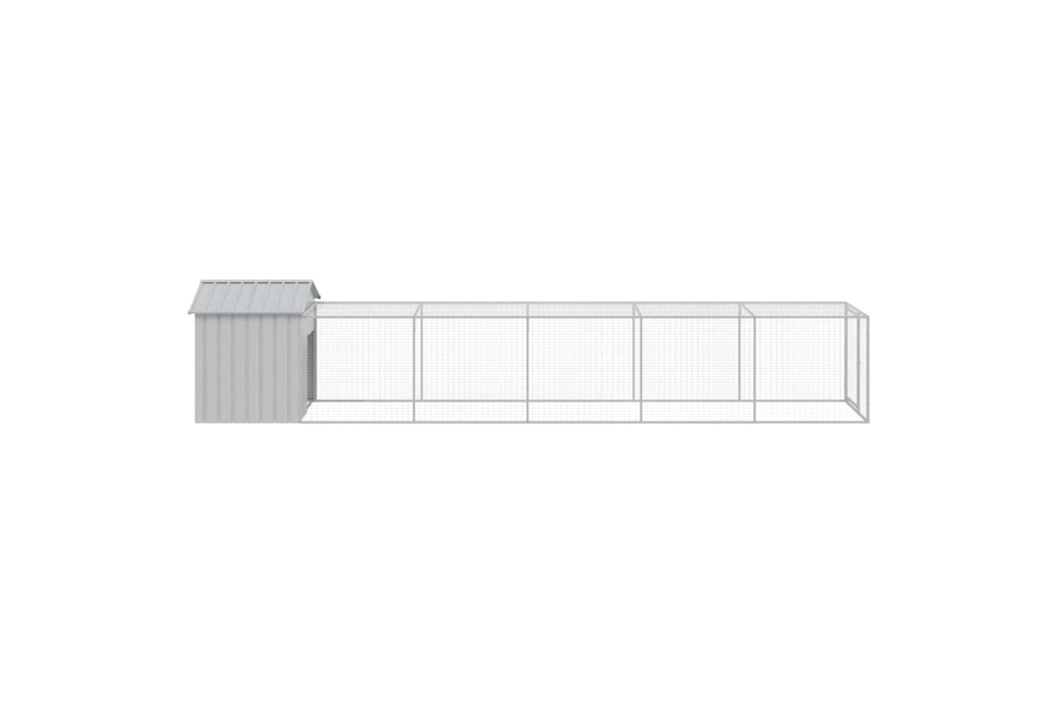 vidaXL 3189075 Chicken Cage With Run Light Grey 117x609x123cm Galvanised Steel-3