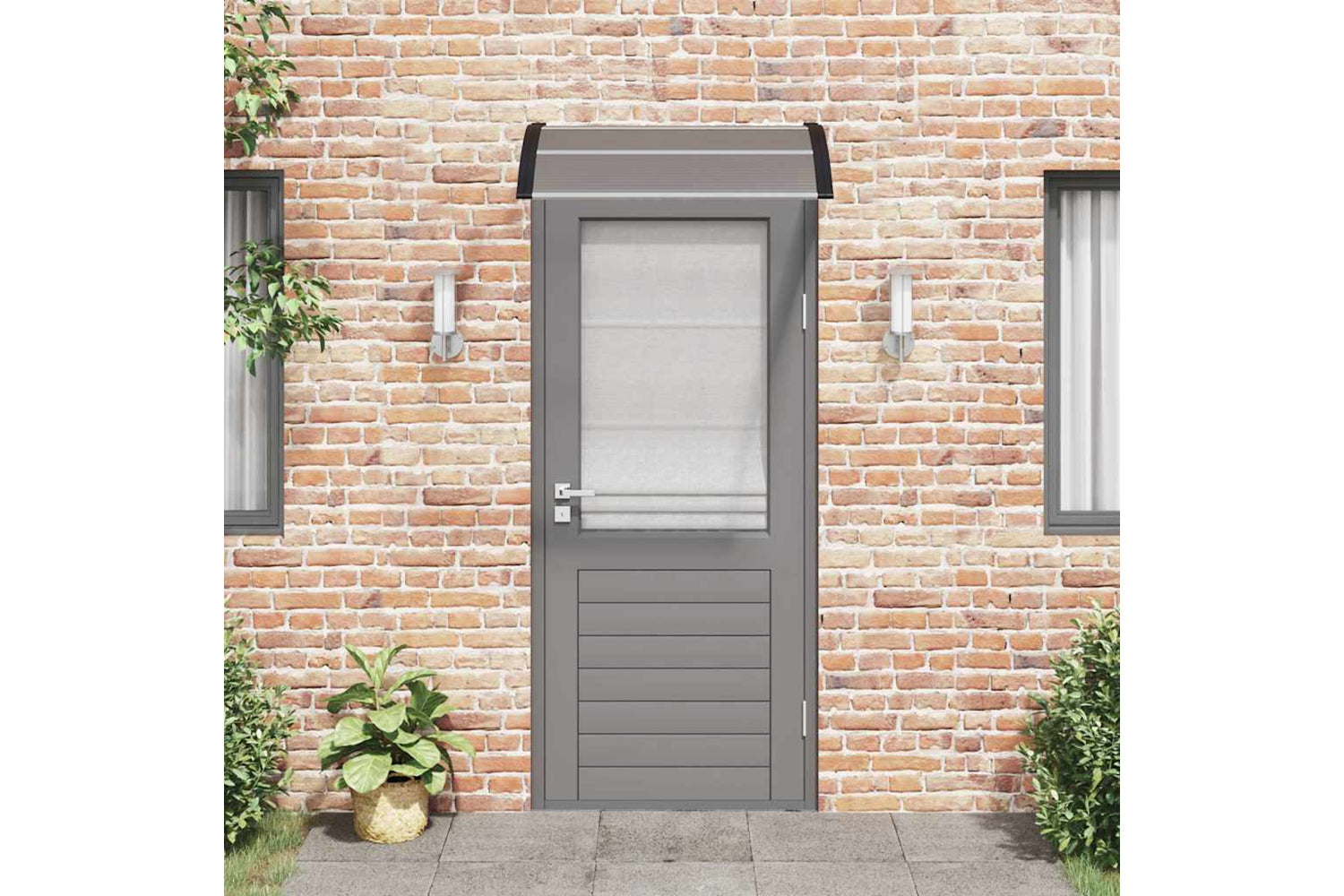 vidaXL 153590 Door Canopy Black 100x80cm Polycarbonate-2