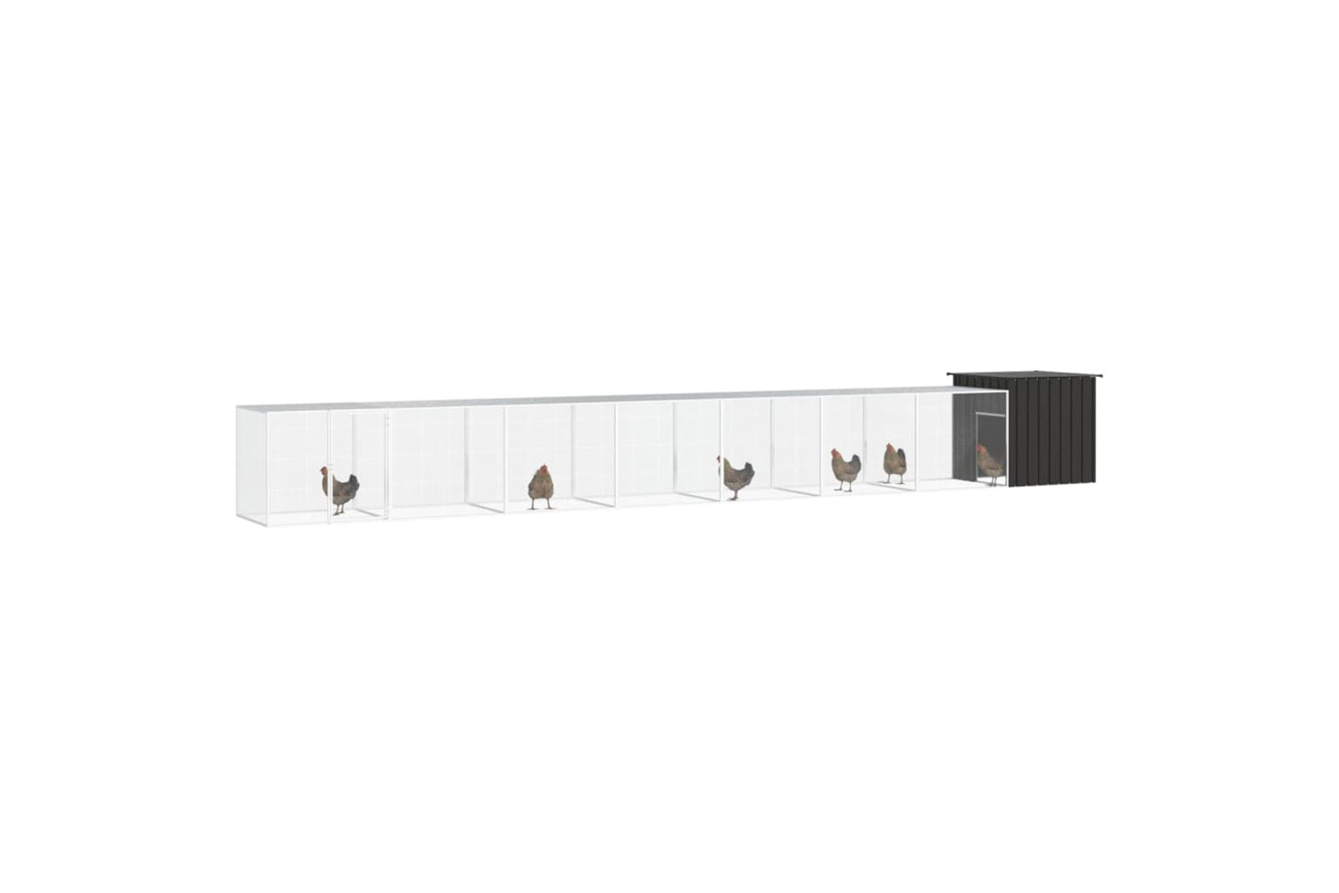 vidaXL 3106457 Chicken Cage Anthracite 800x91x100cm Galvanised Steel-2