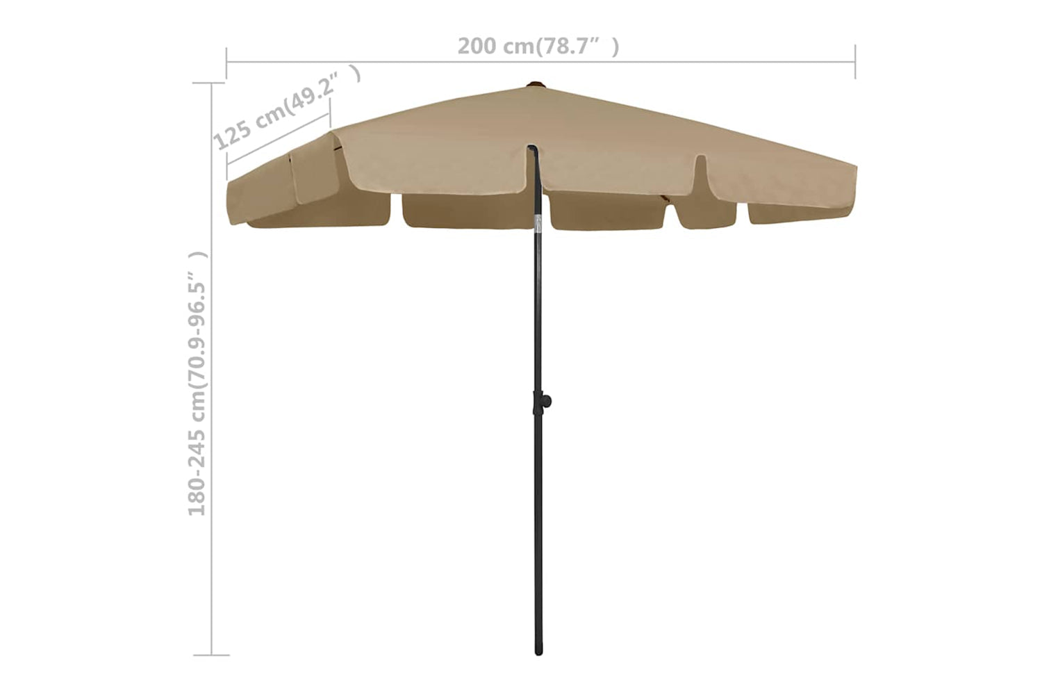 vidaXL 314730 Beach Umbrella Taupe 200x125cm-8
