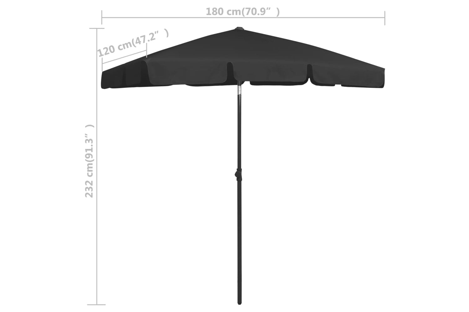 vidaXL 314725 Beach Umbrella Black 180x120cm-8