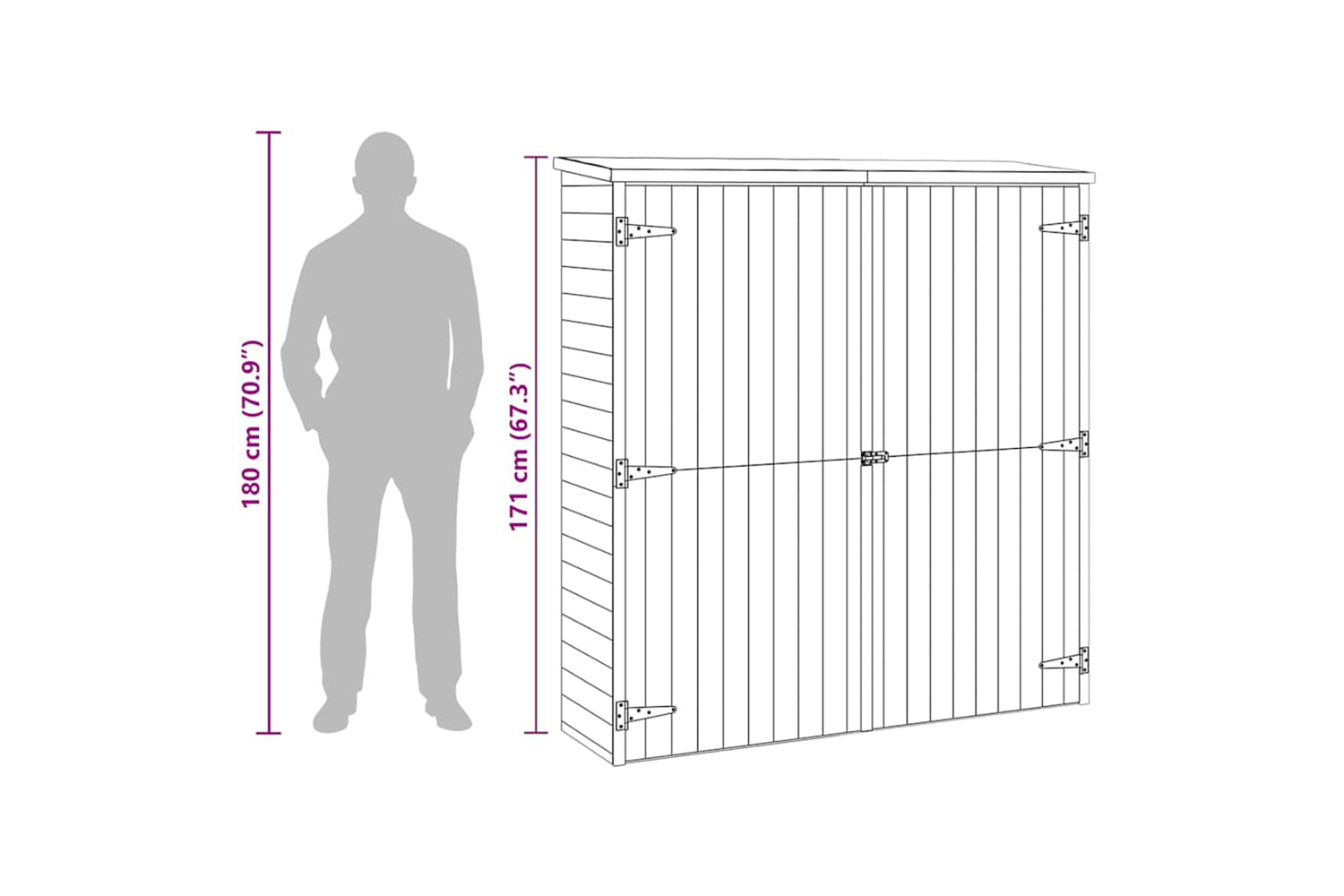 vidaXL 318198 Garden Tool Shed 163x50x171cm Solid Wood Pine-8