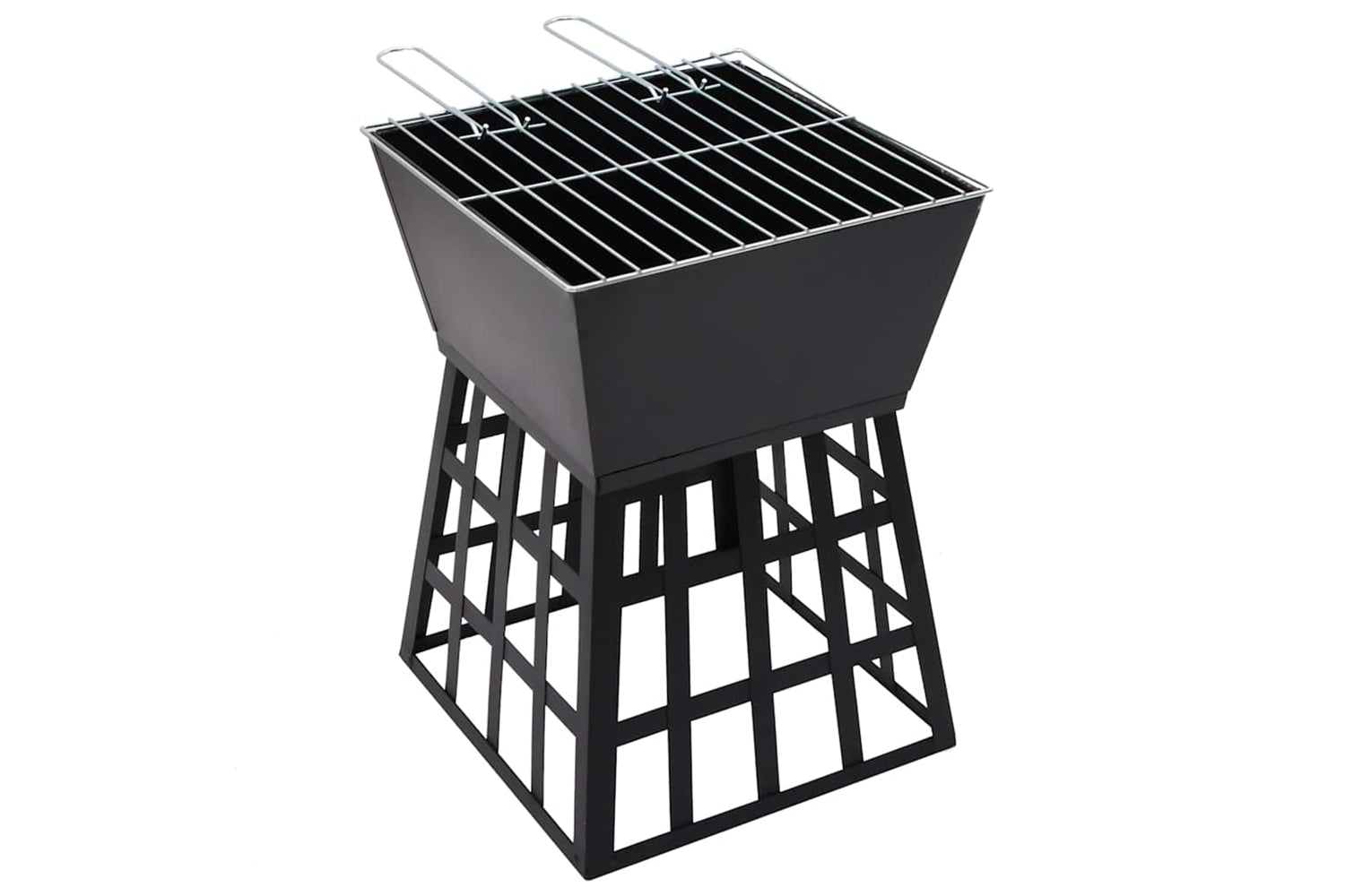 Vidaxl 2-in-1 Fire Pit And Bbq 34x34x48 Cm Steel-4