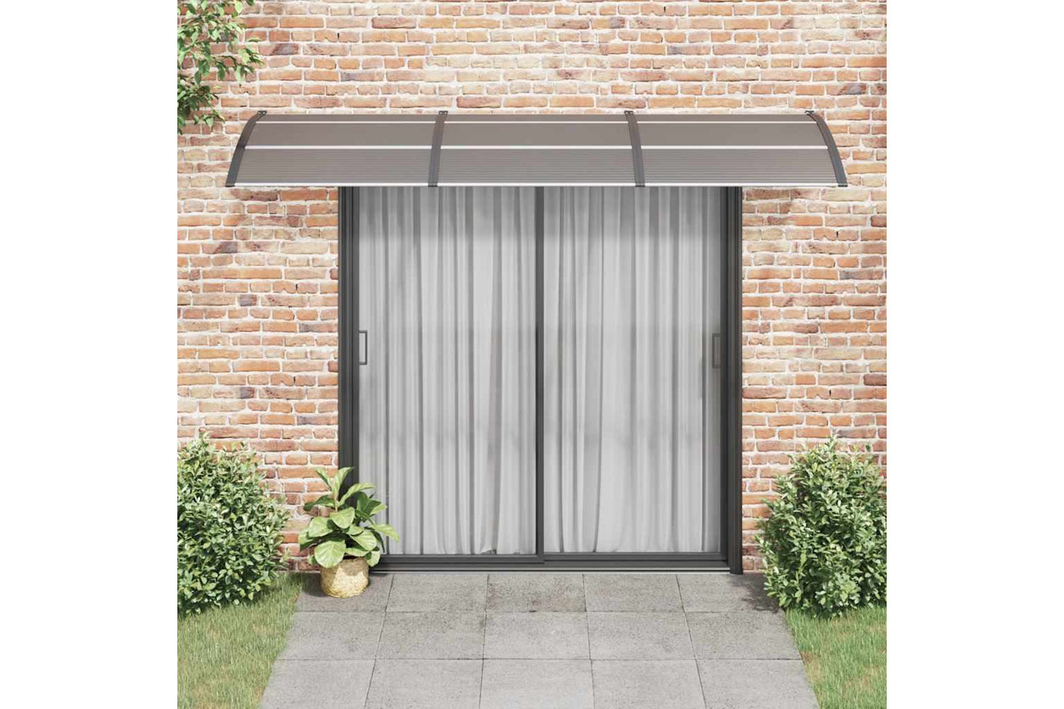 vidaXL 153584 Door Canopy Black 300x80cm Polycarbonate-2