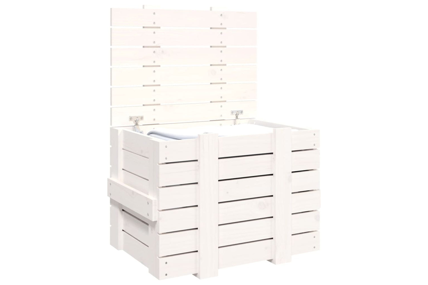 vidaXL 824994 Storage Box White 58x40.5x42cm Solid Wood Pine-4