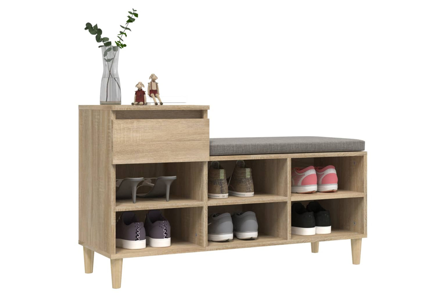 vidaXL 821207 Shoe Cabinet Sonoma Oak 102x36x60cm Engineered Wood-3