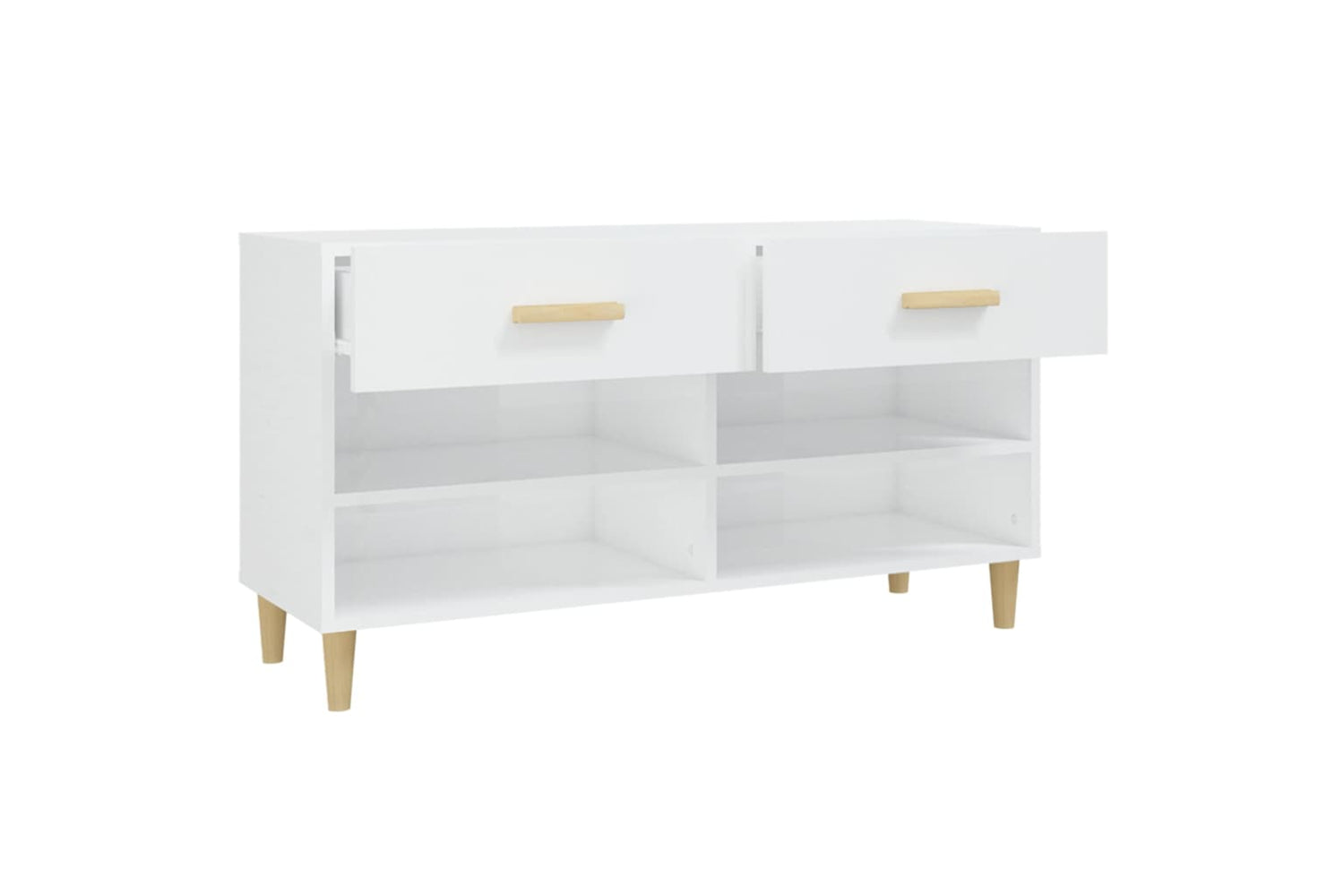 vidaXL 812822 Shoe Cabinet High Gloss White 102x35x55cm Engineered Wood-7