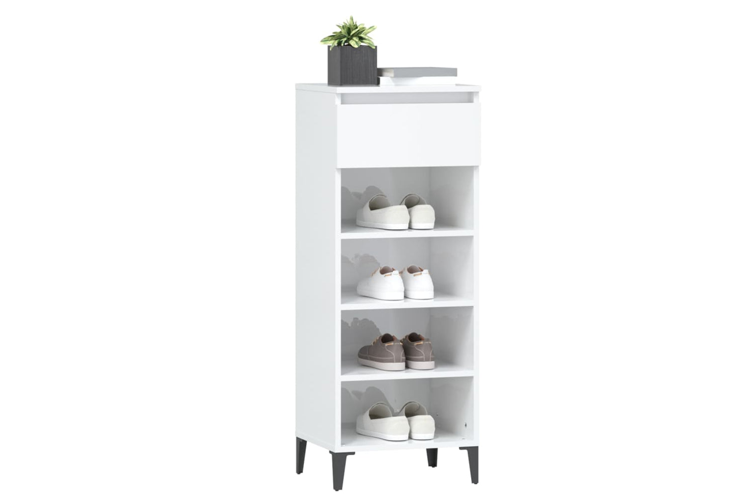 vidaXL 819782 Shoe Rack High Gloss White 40x36x105cm Engineered Wood-3