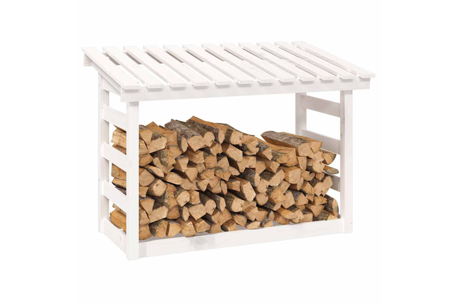 vidaXL 822443 Firewood Rack White 108x64.5x78cm Solid Wood Pine-3