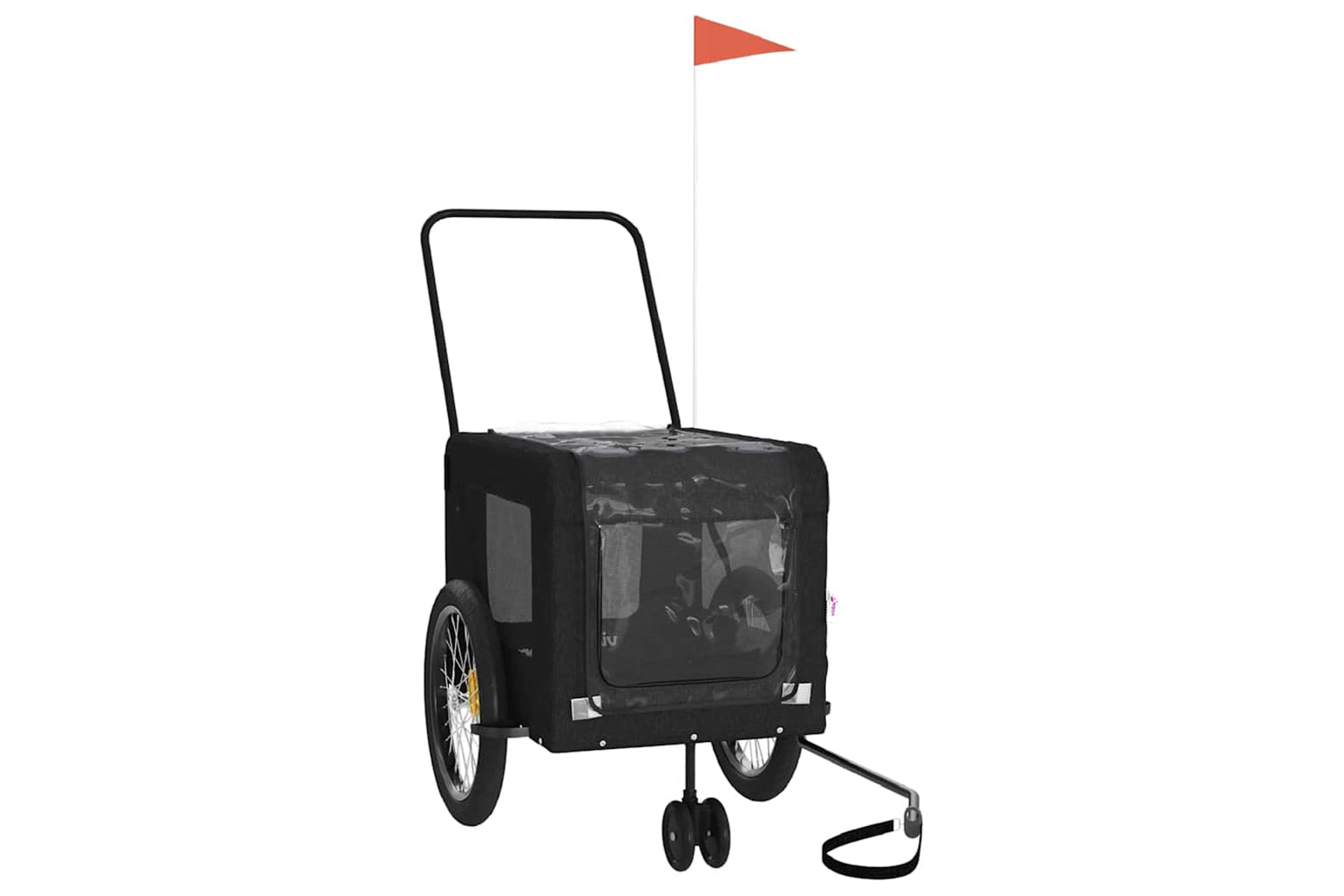 Vidaxl 93947 Pet Bike Trailer Black Oxford Fabric And Iron-2