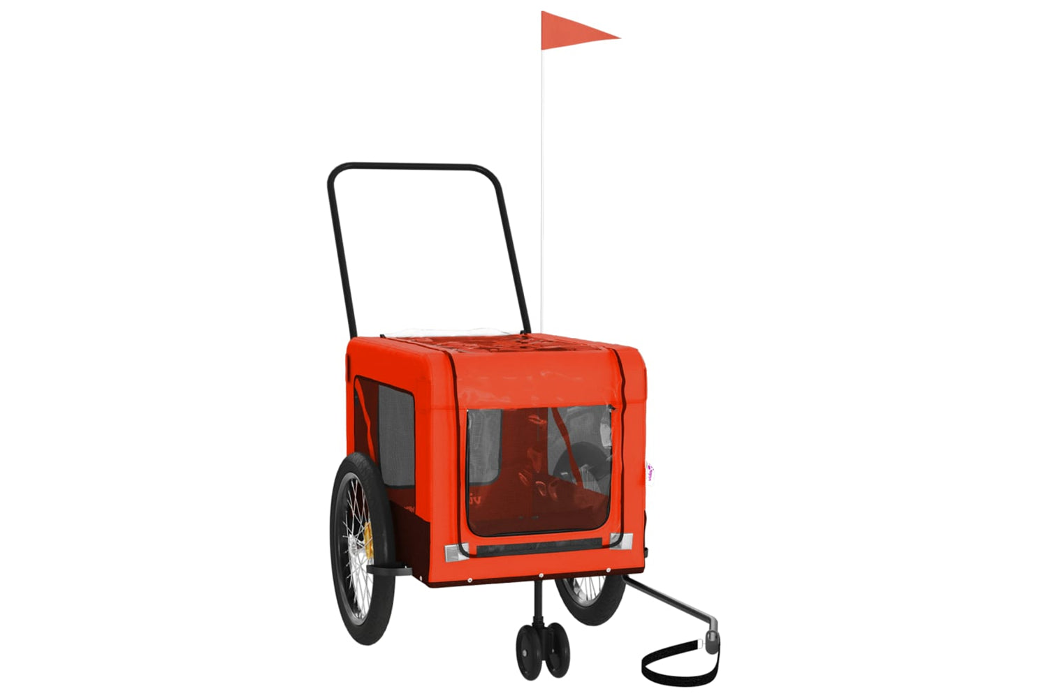 Vidaxl 93942 Pet Bike Trailer Orange And Black Oxford Fabric And Iron-2