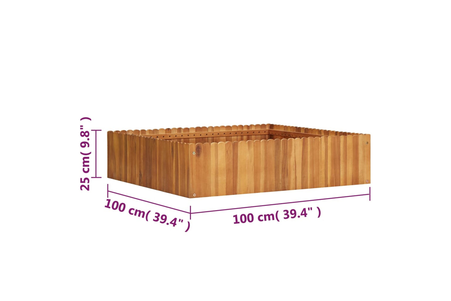 vidaXL 45922 Garden Raised Bed 100x100x25cm Solid Acacia Wood-5