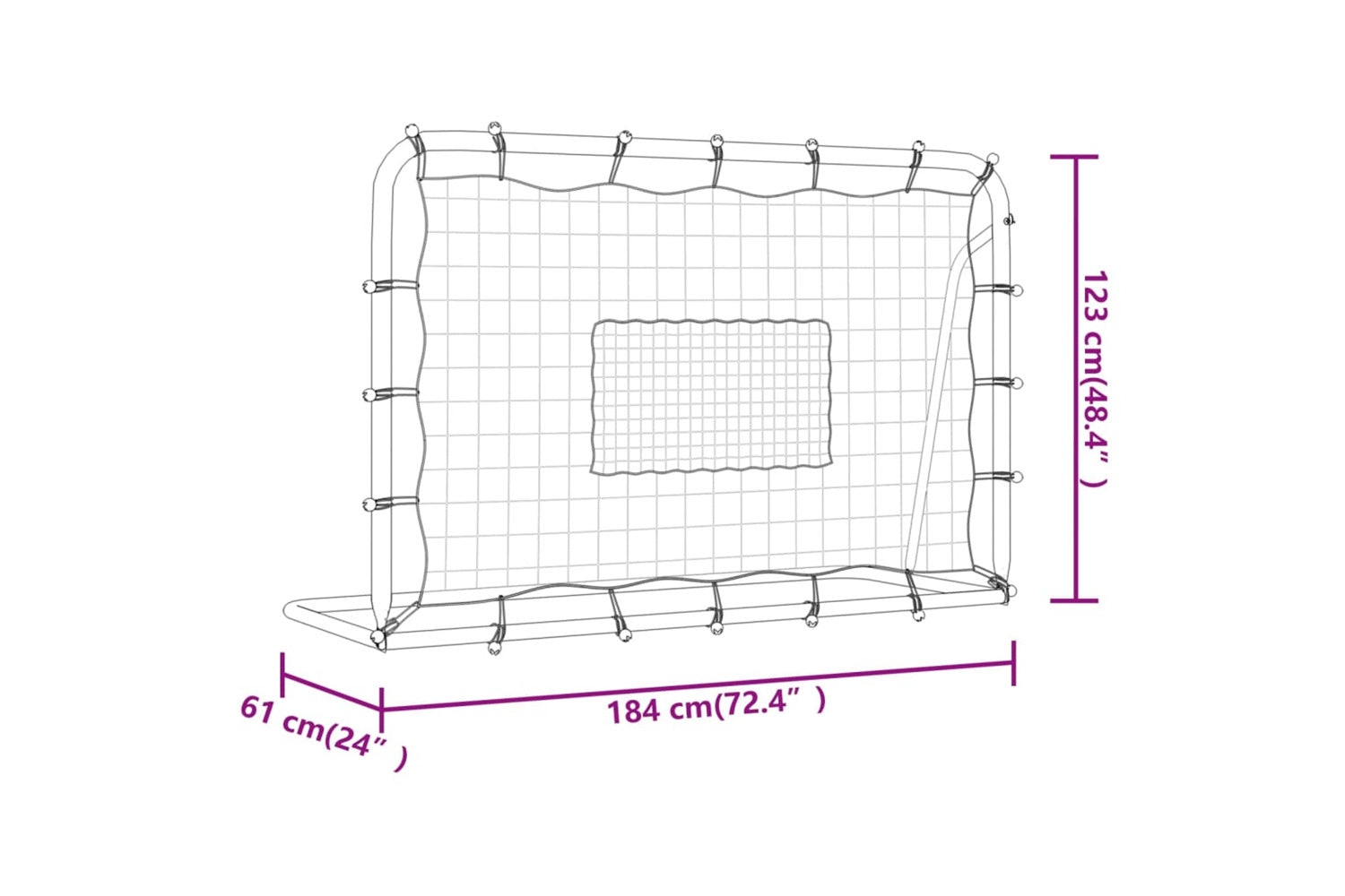 vidaXL Football Net Rebounder White&black 184x61x123cm Steel And Pe-7
