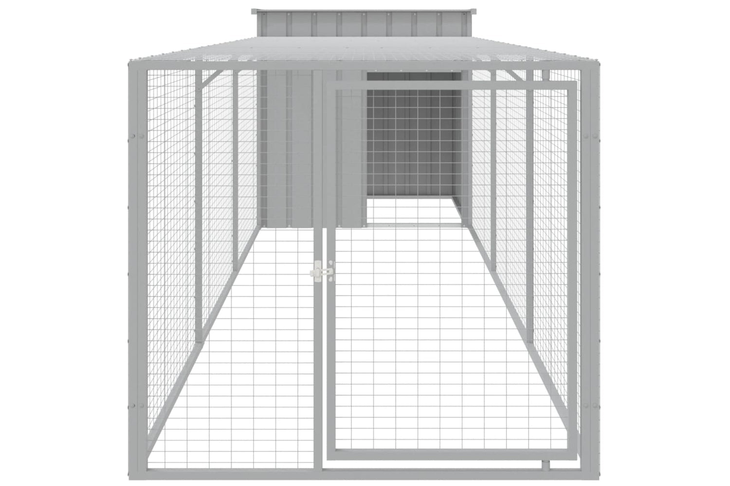 vidaXL 3189094 Chicken Cage With Run Light Grey 110x405x110cm Galvanised Steel-2