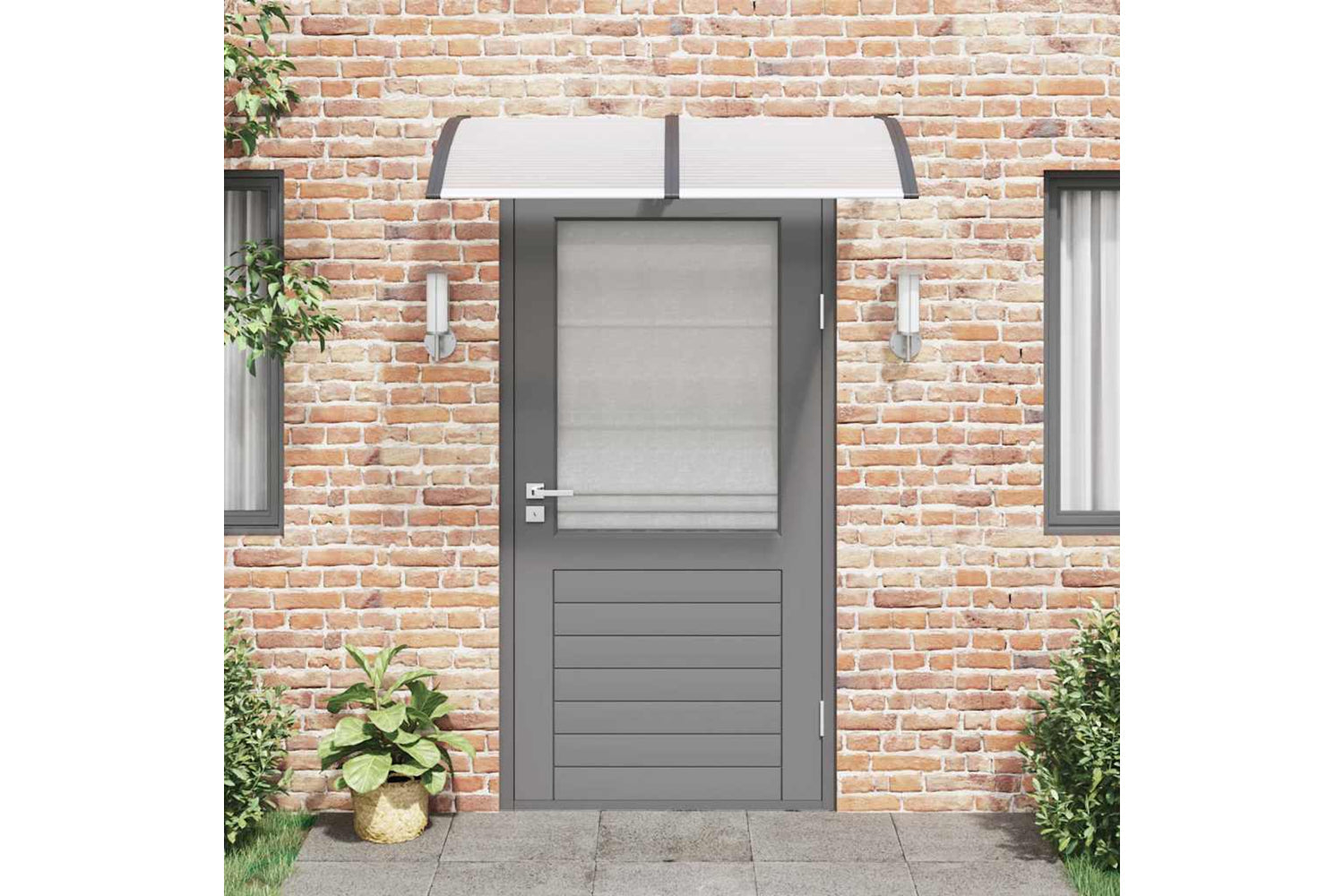 vidaXL Door Canopy Black 150x100cm Polycarbonate-2