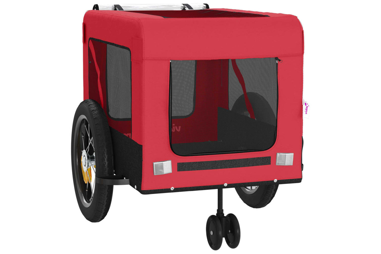 Vidaxl 93929 Pet Bike Trailer Red And Black Oxford Fabric And Iron-5