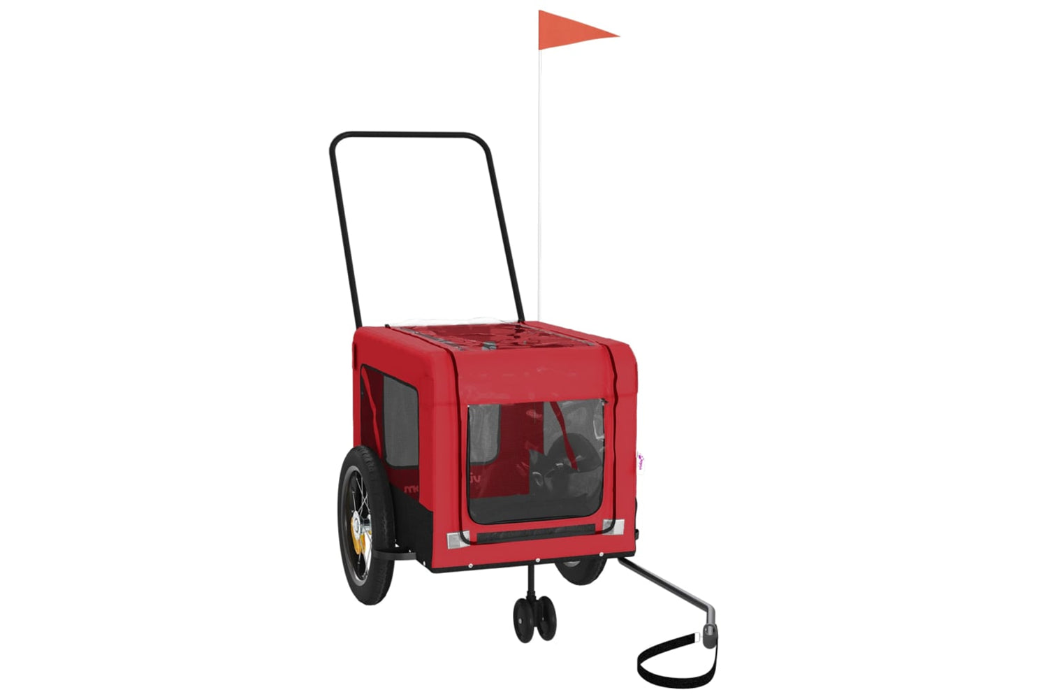 Vidaxl 93929 Pet Bike Trailer Red And Black Oxford Fabric And Iron-2