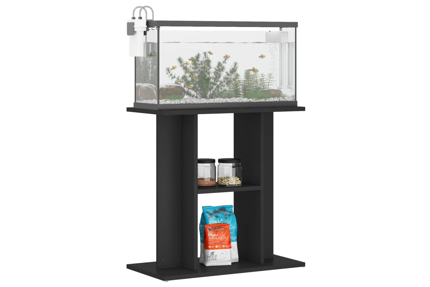 vidaXL 833568 Aquarium Stand Black 60x30x60cm Engineered Wood-2