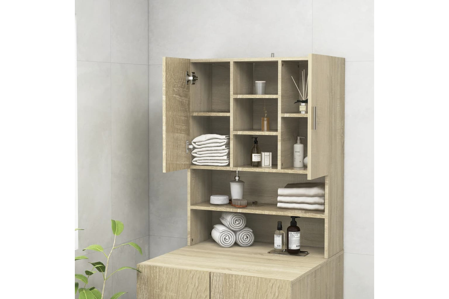 vidaXL 808389 Washing Machine Cabinet Sonoma Oak 70.5x25.5x90cm-6
