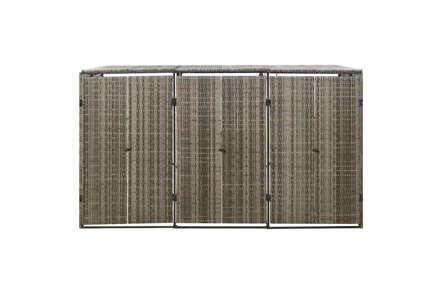 vidaXL 319866 Triple Wheelie Bin Shed Grey 207x80x117cm Poly Rattan-4