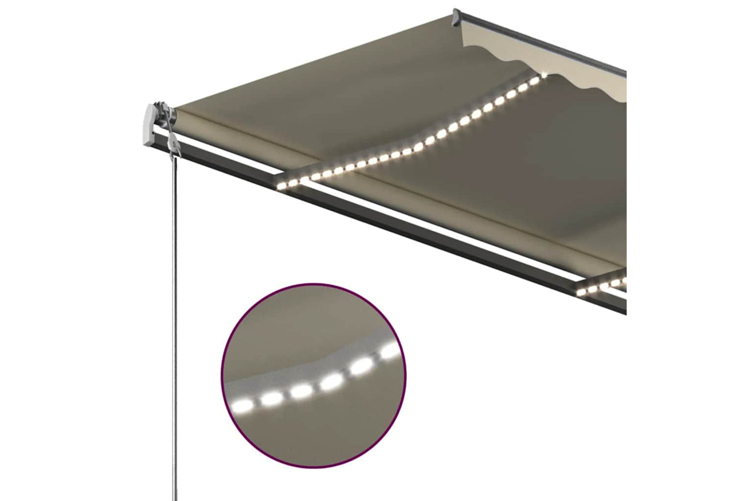 Vidaxl Manual Retractable Awning With Led 350x250 Cm Cream-7