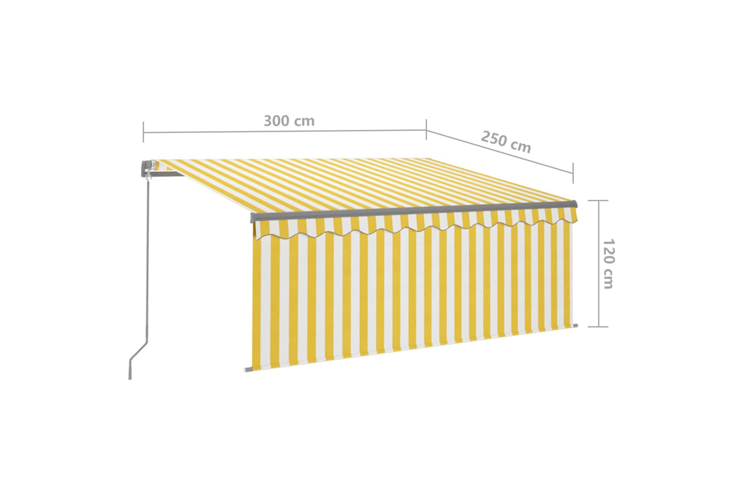Vidaxl 3069383 Manual Retractable Awning With Blind&led 3x2.5m Yellow&white-6