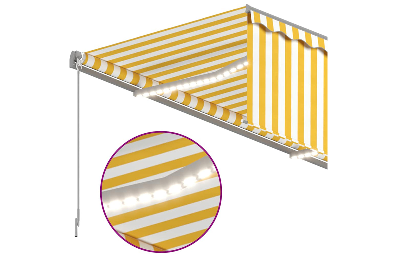 Vidaxl 3069383 Manual Retractable Awning With Blind&led 3x2.5m Yellow&white-4