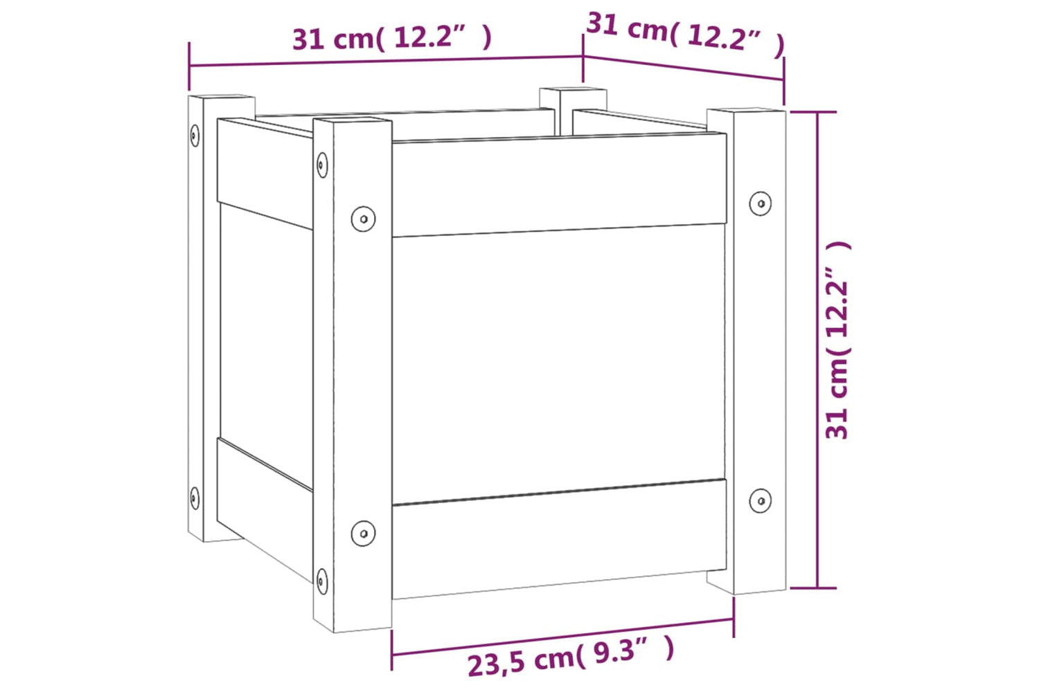 vidaXL 810523 Garden Planters 2 Pcs 31x31x31cm Solid Pinewood-8
