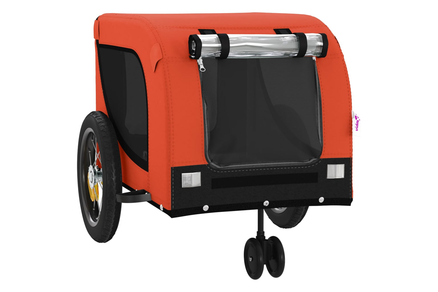 Vidaxl 94012 Pet Bike Trailer Orange And Black Oxford Fabric And Iron-3