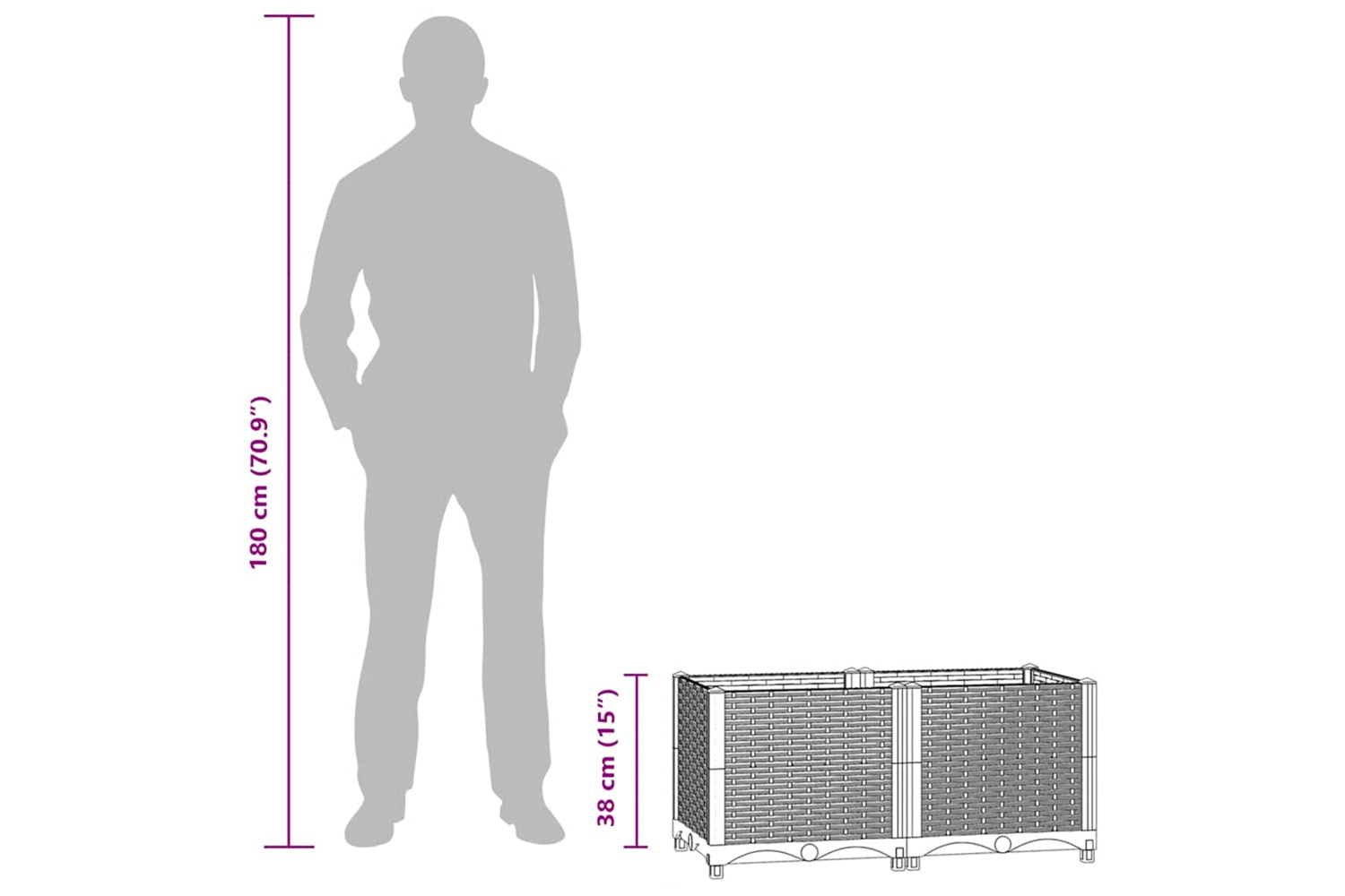 vidaXL Raised Bed 80x40x38cm Polypropylene-9